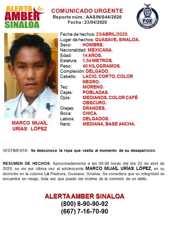 Alerta amber sinaloa Marco Mijaíl