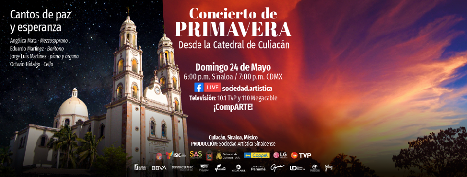SAS invita a un concierto con canciones de paz y esperanza desde la catedral de Culiacán, se transmitirá en vivo este domingo.