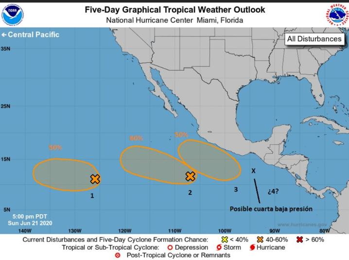 Cuatro ciclones podrían formarse en los próximos días en el Pacífico