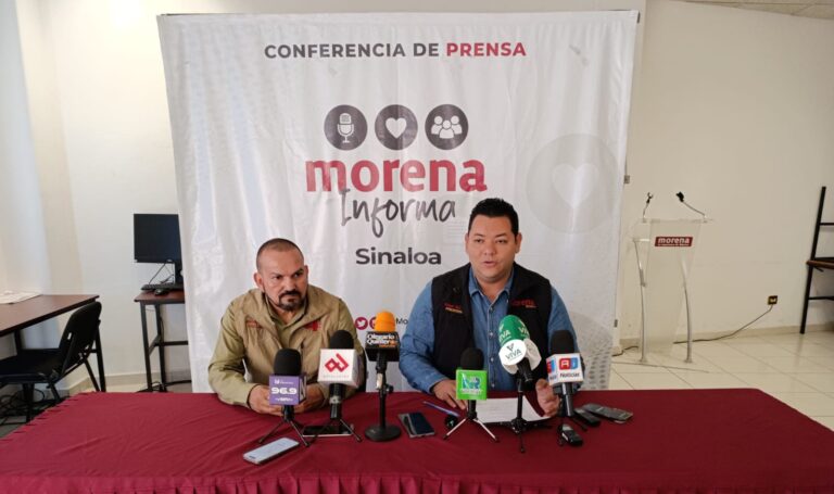 Edgar Barraza, dirigente de Morena en Sinaloa en conferencia