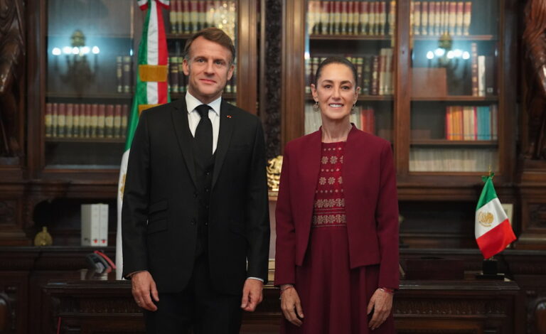 Claudia Sheinbaum recibe en Palacio Nacional al presidente de Francia, Emmanuel Macron Claudia Sheinbaum con Emmanuel Macron en México
