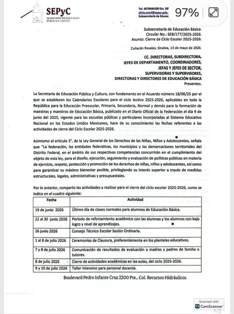 En Sinaloa sí hay recorte al calendario escolar: el último día de clases será el 19 de junio en el nivel básico
