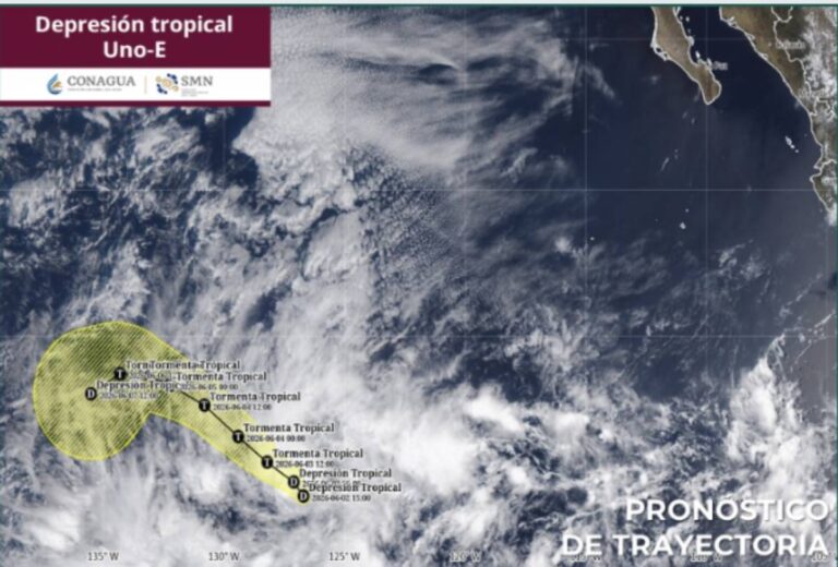 Se forma la depresión tropical Uno‑E al suroeste de Cabo San Lucas