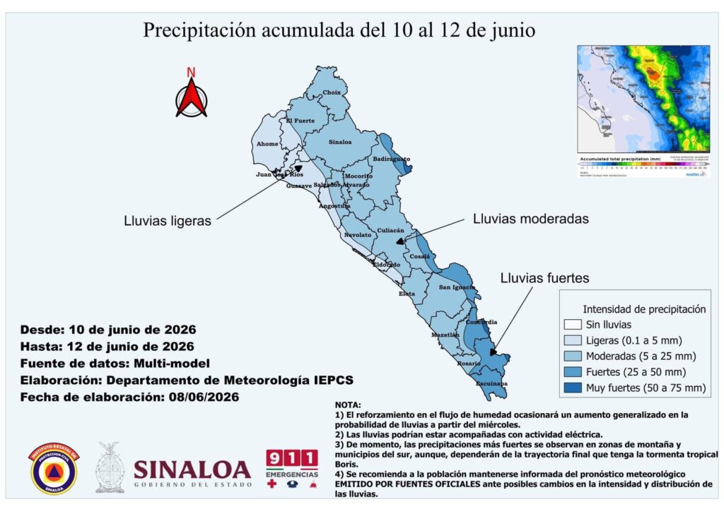 Sinaloa tendrá lluvias generalizadas a partir del 10 de junio; consulta los municipios