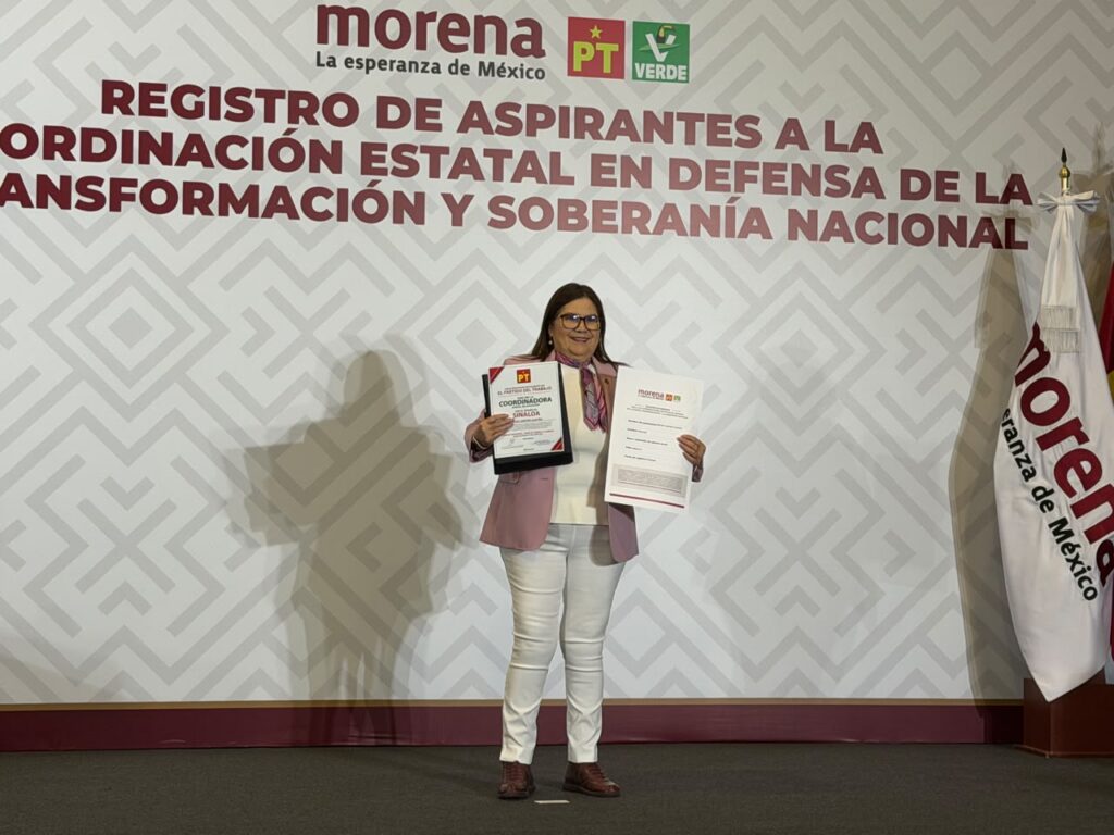 ¡Fue la primera! Imelda Castro llega con porra y se registra primero en el proceso interno de Morena