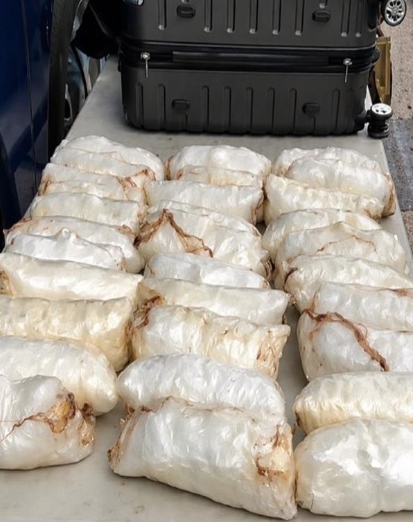 ¡Los llevaba en una maleta! Detienen a joven con casi 14 kilos de metanfetamina en la carretera México 15D en Escuinapa, Sinaloa