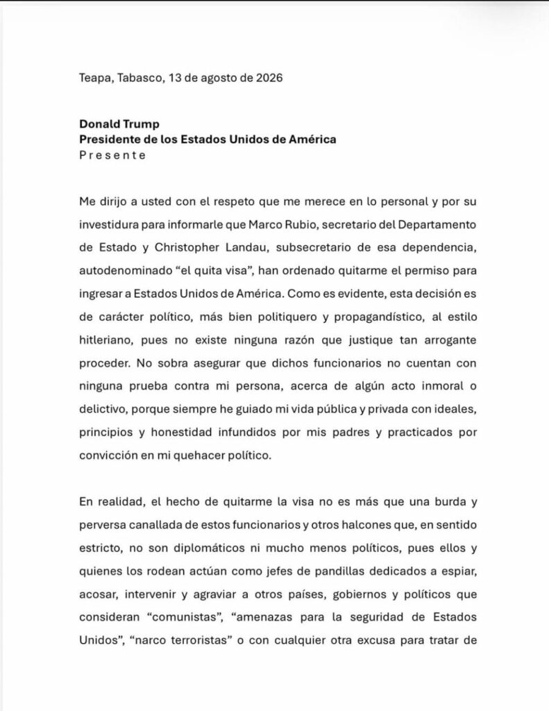 ¡Revocada! Estados Unidos le cancela la visa a “Andy” López Beltrán