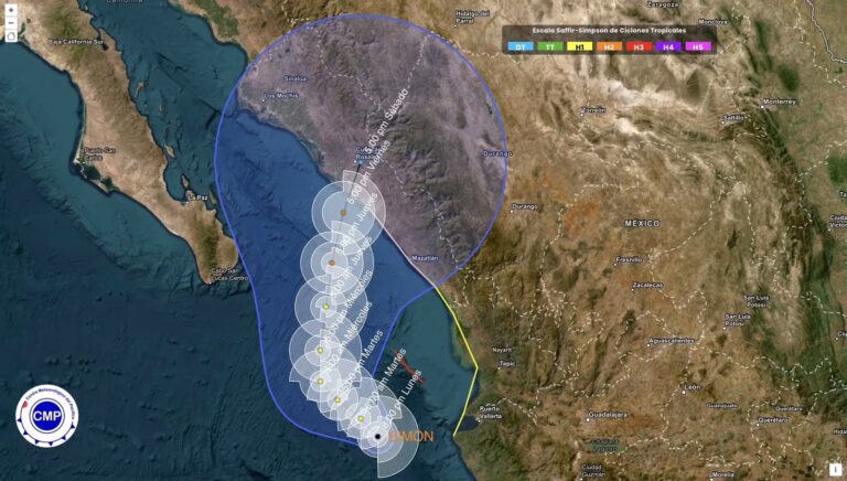 Huracán “Simón” vuelve a cambiar de trayectoria: impactaría entre Culiacán y Eldorado, en Sinaloa Huracán “Simón” vuelve a cambiar de trayectoria: impactaría entre Culiacán y Eldorado, en Sinaloa